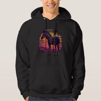 Vintage Retrowave Synthwave 80s Vaporwave Zebra Hoodie