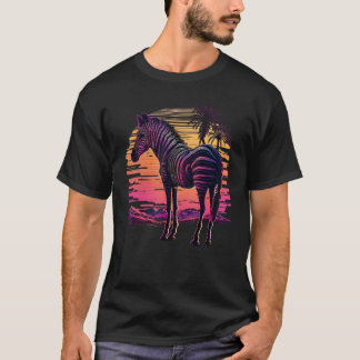 Vintage Retrowave Synthwave 80s Vaporwave Zebra T-Shirt
