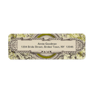 Vintage Return Address Labels Green Grey Cream