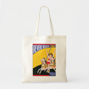 Vintage Revere Beach Carousel Poster Nostalgic Tote Bag