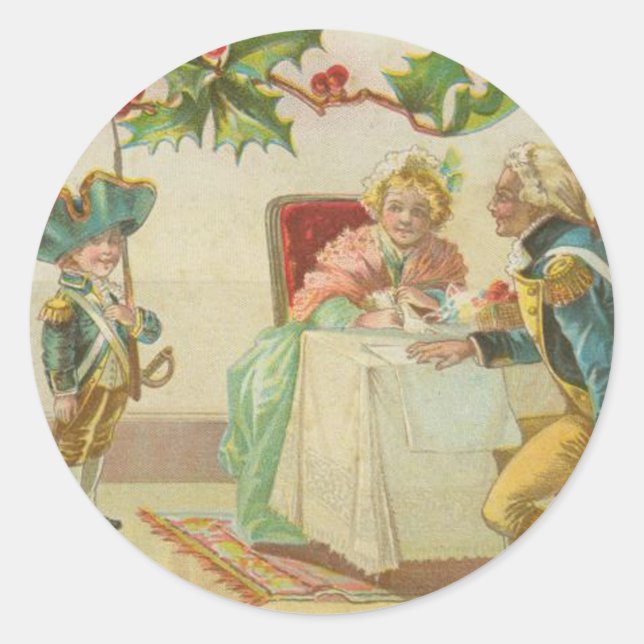 Vintage Revolutionary War Christmas Classic Round Sticker (Front)
