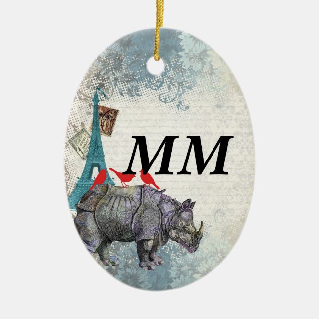 Vintage rhino ceramic ornament (Front)