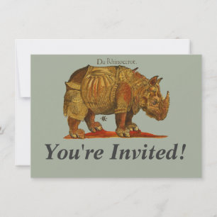 Vintage Rhino Durer's Rhinoceros Antique Invitation