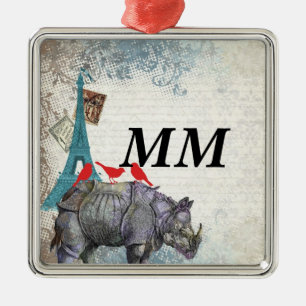 Vintage rhino metal ornament