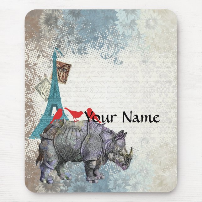 Vintage rhino mouse pad (Front)