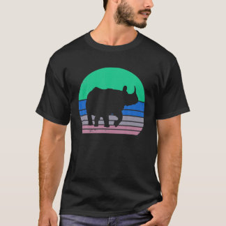 Vintage Rhino Retro Rhino Silhouette Cute Nature 7 T-Shirt