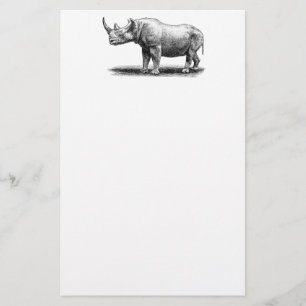 Vintage Rhinoceros Illustration Rhino Rhinos Stationery