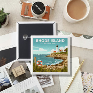 Vintage Rhode Island 2 Inch Square Button