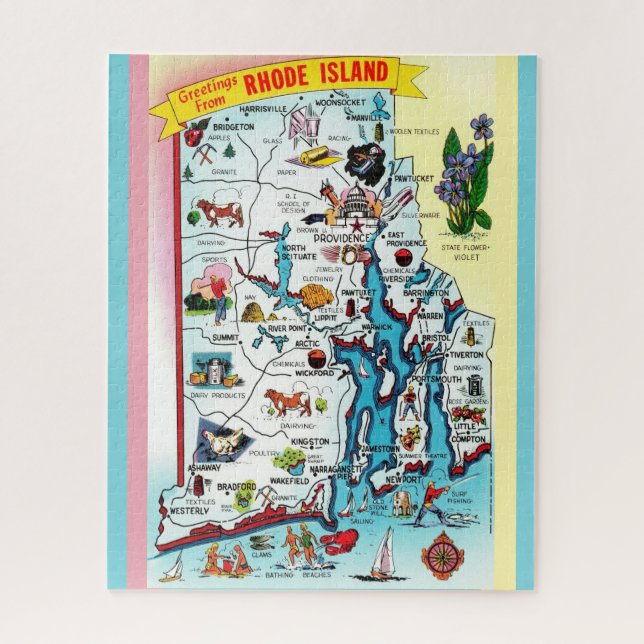Vintage Rhode Island Map  Jigsaw Puzzle (Vertical)