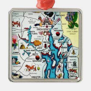 Vintage Rhode Island Map Ornament