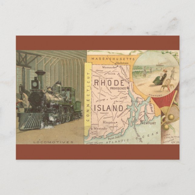 Vintage Rhode Island Map Postcard (Front)