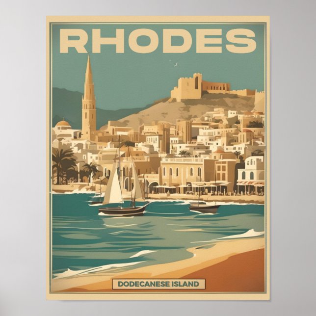 Vintage Rhodes Greece - Rhodes Island greece trip Poster (Front)