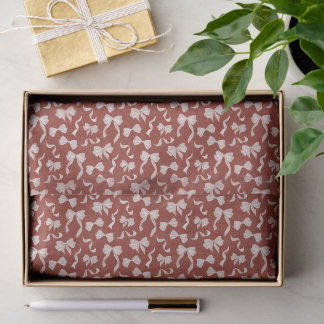 Vintage Ribbon & Bows Watercolor Linen (Cream Red) Tissue Paper