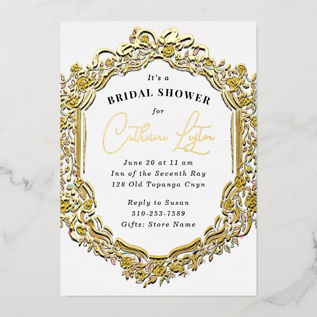 Vintage Ribbon Yellow Rose Bridal Shower (Front)