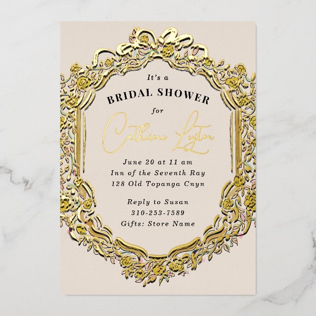 Vintage Ribbon Yellow Rose Bridal Shower (Front)
