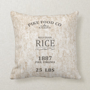 Vintage Rice Sack Throw Pillow