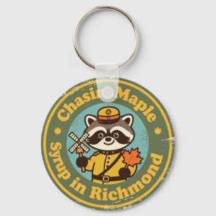 Vintage Richmond Maple Syrup Raccoon Keychain