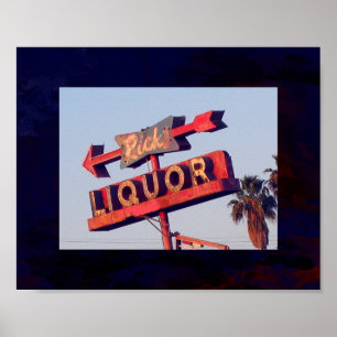Vintage Ricks Liquor Sign Print on Grunge 10x8