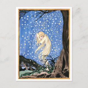 Vintage Rie Cramer Star Girl Illustration  Postcard