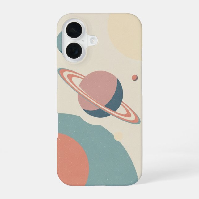 Vintage Ringed Planet iPhone 16 Case (Back)