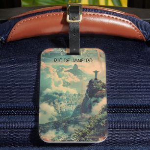 Vintage Rio de Janeiro Travel Jesus Statue Luggage Tag