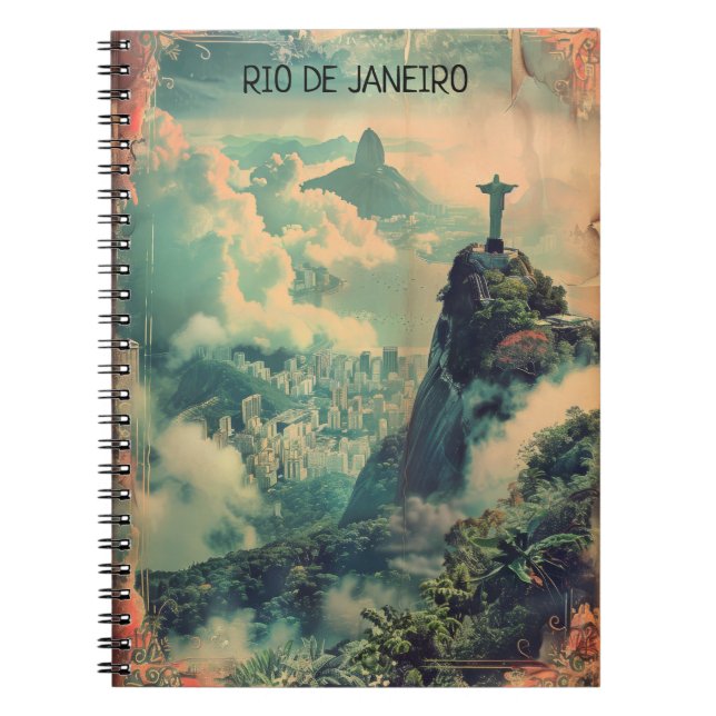 Vintage Rio de Janeiro Travel Jesus Statue Notebook (Front)