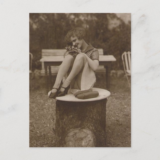 Vintage risque Pin up girl photo Postcard (Front)