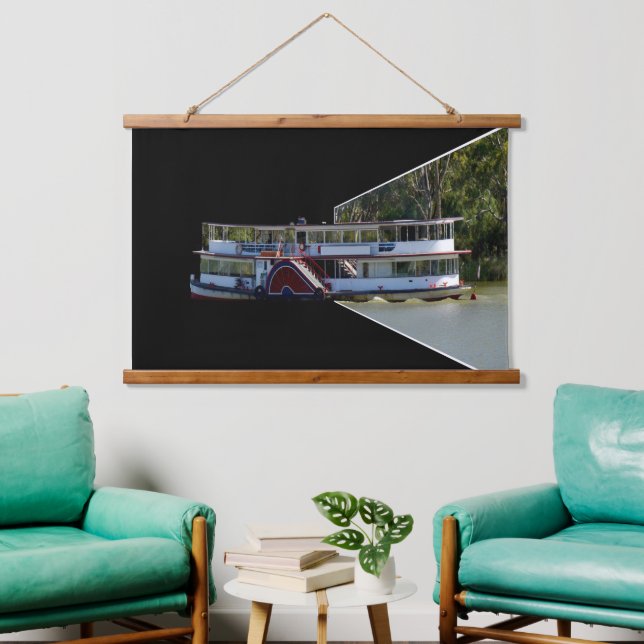 Vintage River Boat, Wall Hanging Hanging Tapestry (Living Room)