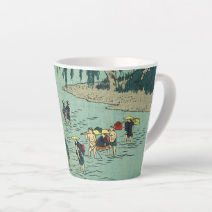 Vintage River Crossing- Japanese Woodblock Latte Mug