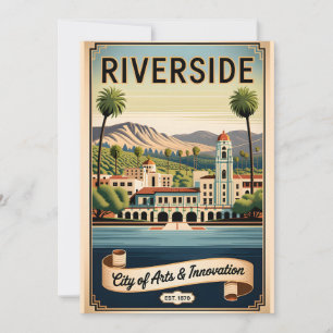 Vintage Riverside California City of Arts Retro Holiday Card