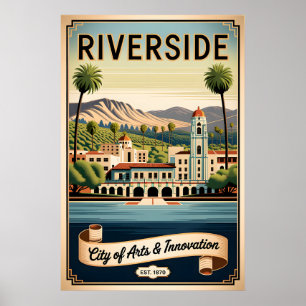 Vintage Riverside California City of Arts Retro  Poster