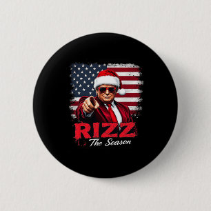 Vintage Rizz The Season Trump Christmas Santa Paja 2 Inch Round Button