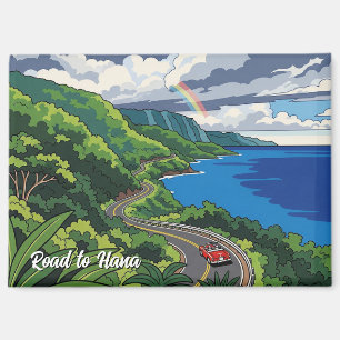 Vintage Road to hana Maui Hawaii Travel Magnet