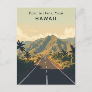 Vintage Road to Hana, Maui, Hawaii Travel Postcard