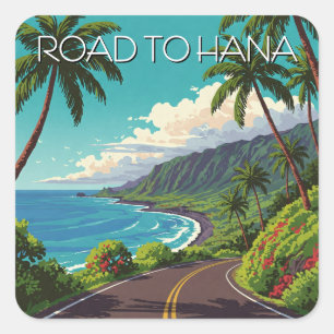 Vintage Road to hana Maui Hawaii Travel Square Sticker