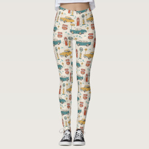 Vintage Road Trip Pattern (1) Leggings