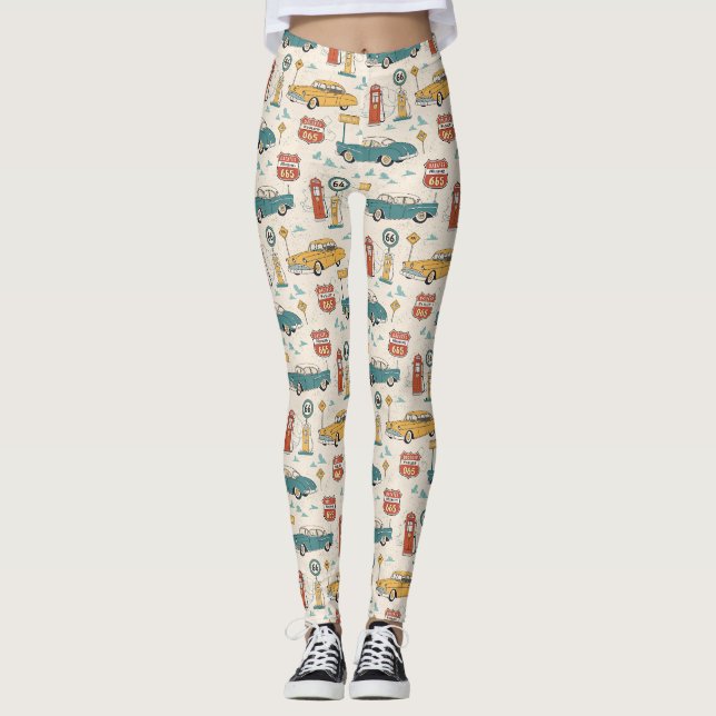 Vintage Road Trip Pattern (1) Leggings (Front)