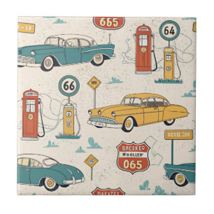 Vintage Road Trip Pattern (1) Tile