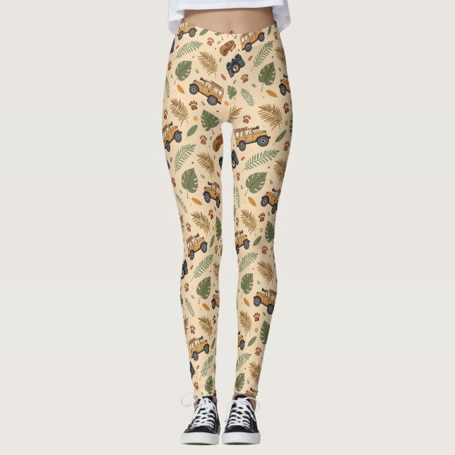 Vintage Road Trip Pattern (3) Leggings (Front)
