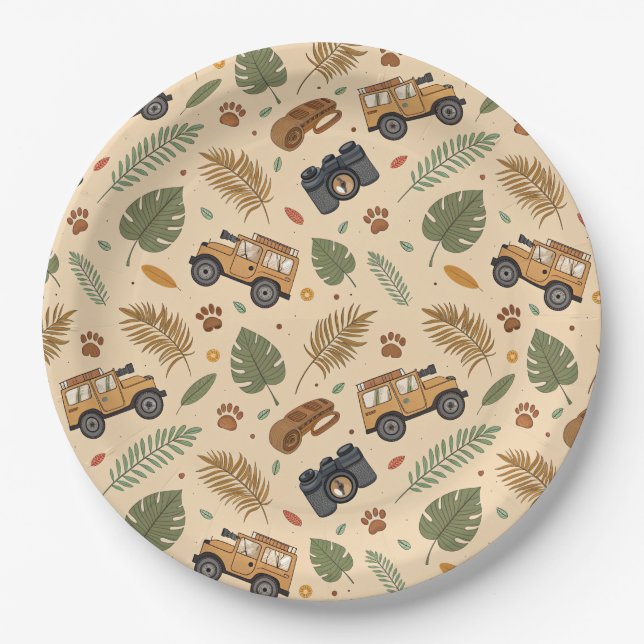 Vintage Road Trip Pattern (3) Paper Plate (Front)