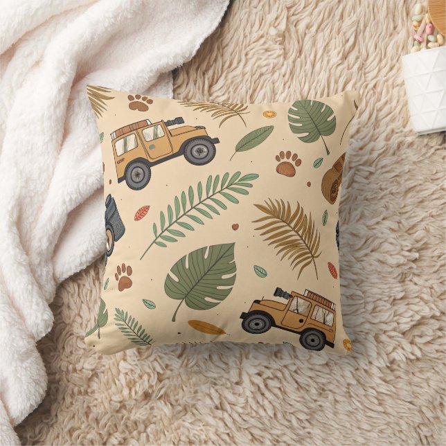 Vintage Road Trip Pattern (3) Throw Pillow (Blanket)