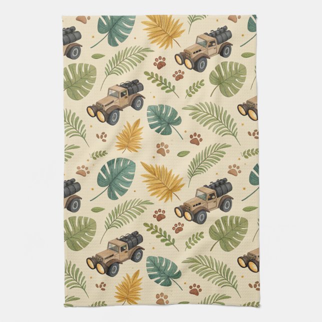 Vintage Road Trip Pattern (4) Kitchen Towel (Vertical)