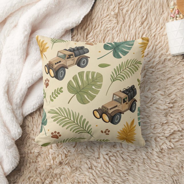 Vintage Road Trip Pattern (4) Throw Pillow (Blanket)