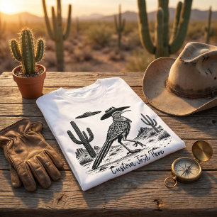 Vintage Roadrunner UFO Western Desert Bird Cowboy  T-Shirt