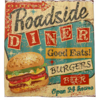 Vintage Roadside Diner metal sign. diner, retro, v