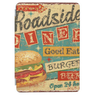 Vintage Roadside Diner metal sign. diner, retro, v iPad Air Cover