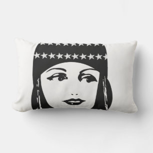 Vintage Roaring 20's  Portrait Flapper Girl Outdoor Pillow