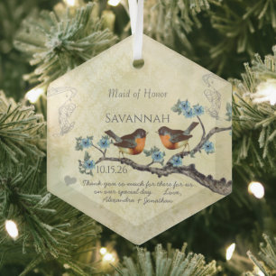 Vintage Robins Maid of Honour Ornaments