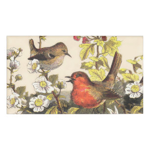 Vintage Robins Spring Birds Name Tag