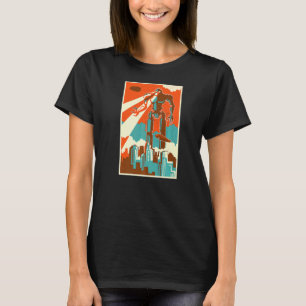 Vintage Robot Attacking City Retro Bot Attack For T-Shirt